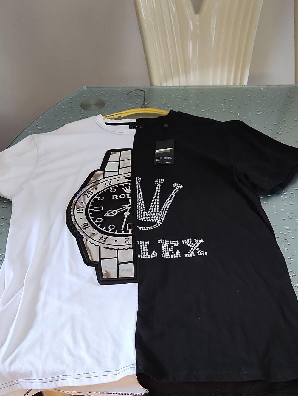 NEW Black & White Split Graphic Short Sleeve Tee